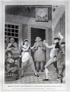 Billingsgate Triomfantelijk, of- Poll Dab een Wedstrijd voor de Fransman, 1775 door English School